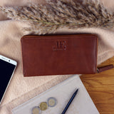 große Geldbörse für Damen Portemonnaie RFID Leder braun LE9032