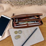 große Geldbörse für Damen Portemonnaie RFID Leder braun LE9032