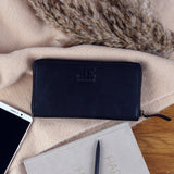 große Geldbörse für Damen Portemonnaie RFID Leder schwarz LE9032