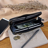 große Geldbörse für Damen Portemonnaie RFID Leder schwarz LE9032