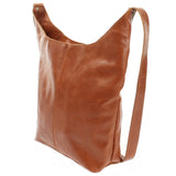große Umhängetasche Schultertasche Beuteltasche Damentasche Leder cognac LE0055