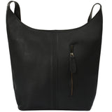 B-Ware große Umhängetasche Schultertasche Beuteltasche Damentasche Leder schwarz LE0055