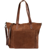 großer Shopper Schultertasche Damen XL Ledertasche Veloursleder braun LE0077