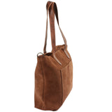 großer Shopper Schultertasche Damen XL Ledertasche Veloursleder braun LE0077