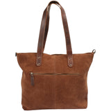 großer Shopper Schultertasche Damen XL Ledertasche Veloursleder braun LE0077