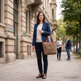 großer Shopper Schultertasche Damen XL Ledertasche Veloursleder taupe LE0077