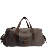 B-Ware großer Weekender Reisetasche Sporttasche Damen Herren Leder Canvas 60cm grau LE2019