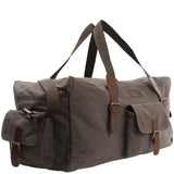 B-Ware großer Weekender Reisetasche Sporttasche Damen Herren Leder Canvas 60cm grau LE2019