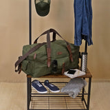 großer Weekender Reisetasche Sporttasche Damen Herren Leder Canvas 60cm grün LE2019