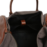 großer Weekender Reisetasche Sporttasche Leder Canvas grau 60cm LE2026