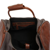 großer Weekender Reisetasche Sporttasche Leder Canvas grau 60cm LE2026