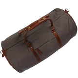 großer Weekender Reisetasche Sporttasche Leder Canvas grau 60cm LE2026
