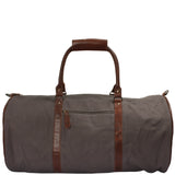 großer Weekender Reisetasche Sporttasche Leder Canvas grau 60cm LE2026