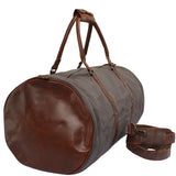 großer Weekender Reisetasche Sporttasche Leder Canvas grau 60cm LE2026