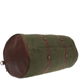 großer Weekender Reisetasche Sporttasche Leder Canvas grün 60cm LE2026