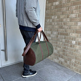 großer Weekender Reisetasche Sporttasche Leder Canvas grün 60cm LE2026