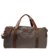 großer Weekender Sporttasche Reisetasche Damen Herren Leder Canvas 60cm grau LE2025