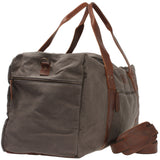 großer Weekender Sporttasche Reisetasche Damen Herren Leder Canvas 60cm grau LE2025