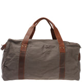 großer Weekender Sporttasche Reisetasche Damen Herren Leder Canvas 60cm grau LE2025