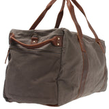 großer Weekender Sporttasche Reisetasche Damen Herren Leder Canvas 60cm grau LE2025