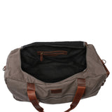 großer Weekender Sporttasche Reisetasche Damen Herren Leder Canvas 60cm grau LE2025