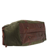 großer Weekender Sporttasche Reisetasche Damen Herren Leder Canvas 60cm grün LE2025