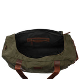 großer Weekender Sporttasche Reisetasche Damen Herren Leder Canvas 60cm grün LE2025