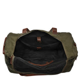 großer Weekender Sporttasche Reisetasche Damen Herren Leder Canvas 60cm grün LE2025