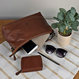 handliche Umhängetasche Damen Schultertasche Handtasche Leder braun LE0076