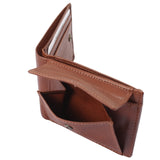 kleine Geldbörse für Damen & Herren Mini Portemonnaie RFID Leder braun LE9036