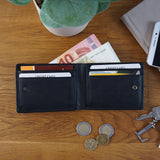 kleine Geldbörse für Damen & Herren Mini Portemonnaie RFID Leder schwarz LE9036