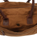 Handgepäck Arbeitstasche Damen Herren Leder Canvas cognac LE2007
