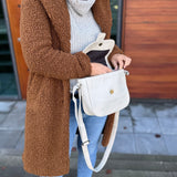 kleine Schultertasche Umhängetasche Damentasche Leder beige LE0074