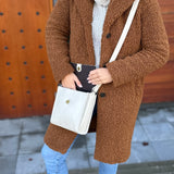 kleine Schultertasche Umhängetasche Damentasche Leder beige LE3082