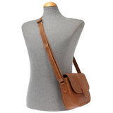 kleine Schultertasche Umhängetasche Damentasche Leder cognac LE0074