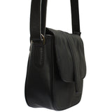 kleine Schultertasche Umhängetasche Damentasche Leder schwarz LE0074