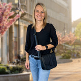 kleine Schultertasche Umhängetasche Damentasche Leder schwarz LE0074