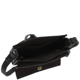 kleine Schultertasche Umhängetasche Damentasche Leder schwarz LE3082