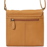 kleine Schultertasche Umhängetasche Damentasche Leder senf LE3082