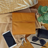 kleine Schultertasche Umhängetasche Damentasche Leder senf LE3082