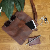 kleine Umhängetasche Damentasche Herrentasche Ledertasche braun LE3060