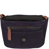 kleine Umhängetasche Ledertasche Damen Schultertasche Veloursleder dunkelblau - navy LE3047