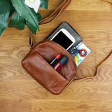 kleine Umhängetasche Ledertasche Damentasche Schultertasche Leder braun LE3080