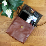 kleine Schultertasche Umhängetasche Damentasche Leder braun LE3082