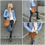 B-Ware kleine Umhängetasche Damentasche Leder cognac LE0070