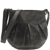 kleine Umhängetasche Damentasche Leder dunkelgrau LE0070