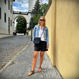 kleine Umhängetasche Ledertasche Damentasche Schultertasche Veloursleder anthrazit LE3047