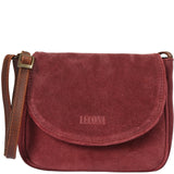 kleine Umhängetasche Ledertasche Damentasche Schultertasche Veloursleder bordeaux LE3047