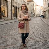 kleine Umhängetasche Ledertasche Damentasche Schultertasche Veloursleder bordeaux LE3047