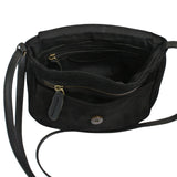 kleine Umhängetasche Ledertasche Damentasche Schultertasche Veloursleder schwarz LE3047